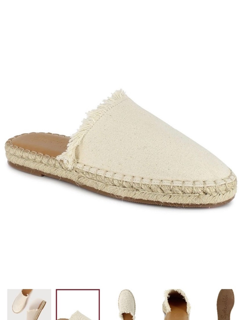 Splendid Cream Espadrille Mule with Frayed Edge